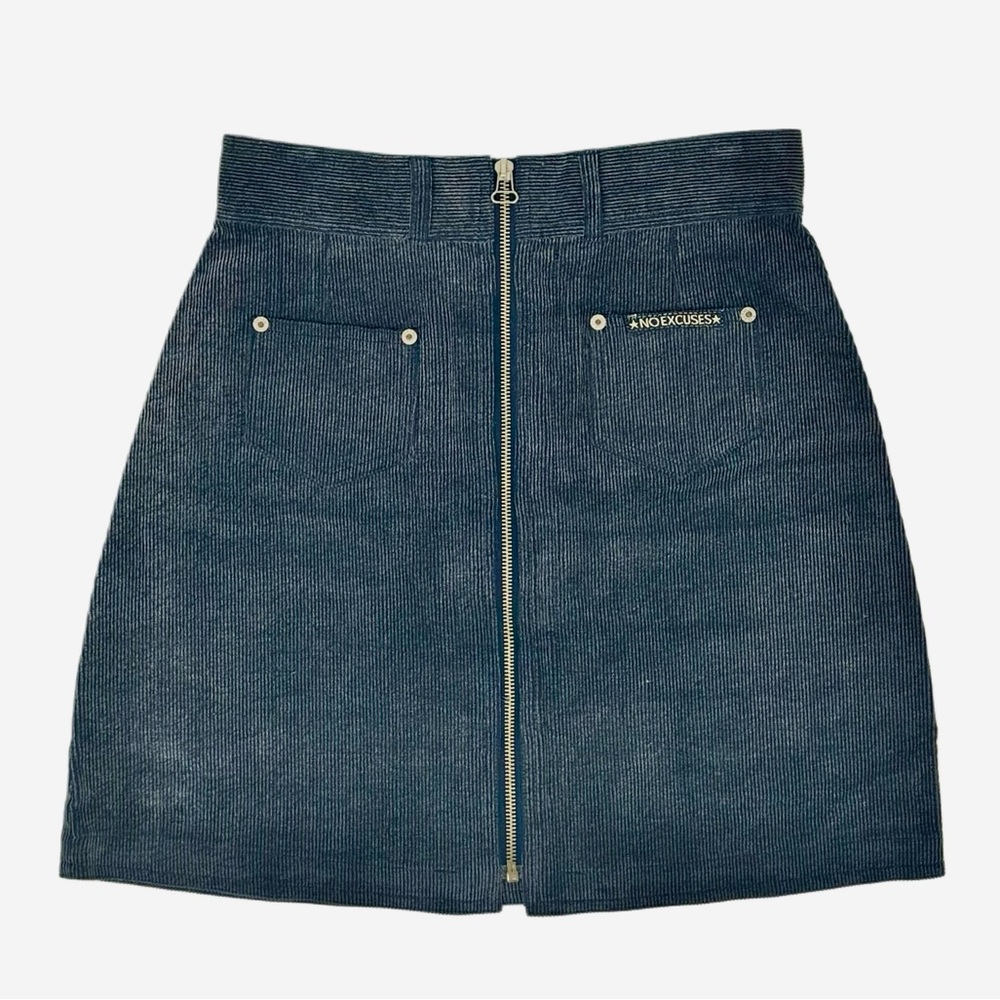 No Excuses Denim Mini Skirt with Front Zipper